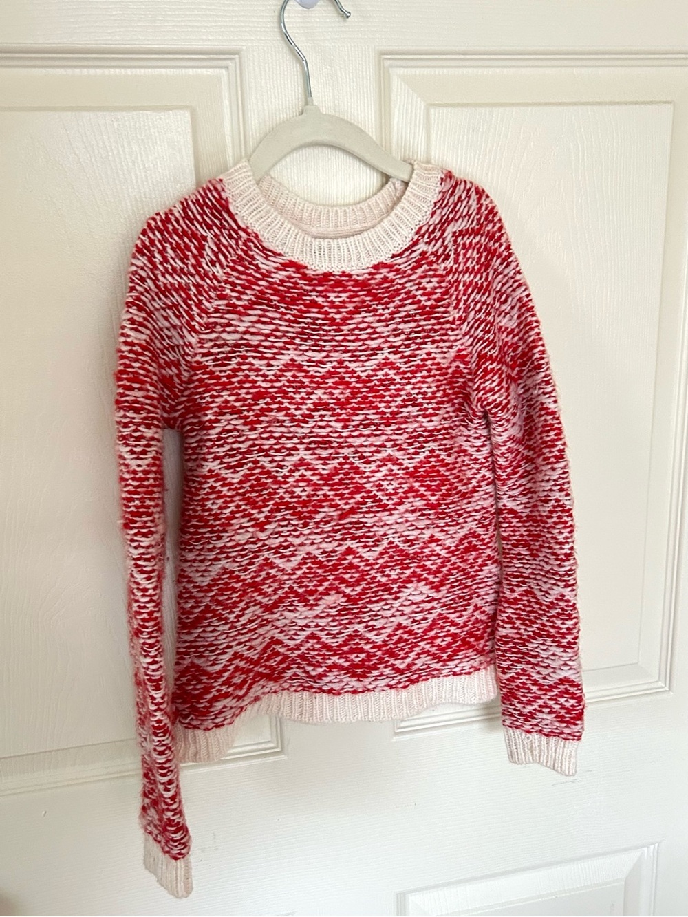 Gap Kids Wool Blend Knit Sweater Size 6/7 Red White Crewneck Ski Winter